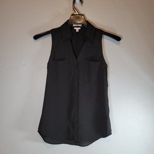 Express Portofino Women's Blouse Sleeveless Button Down  Size Xtra Small Black